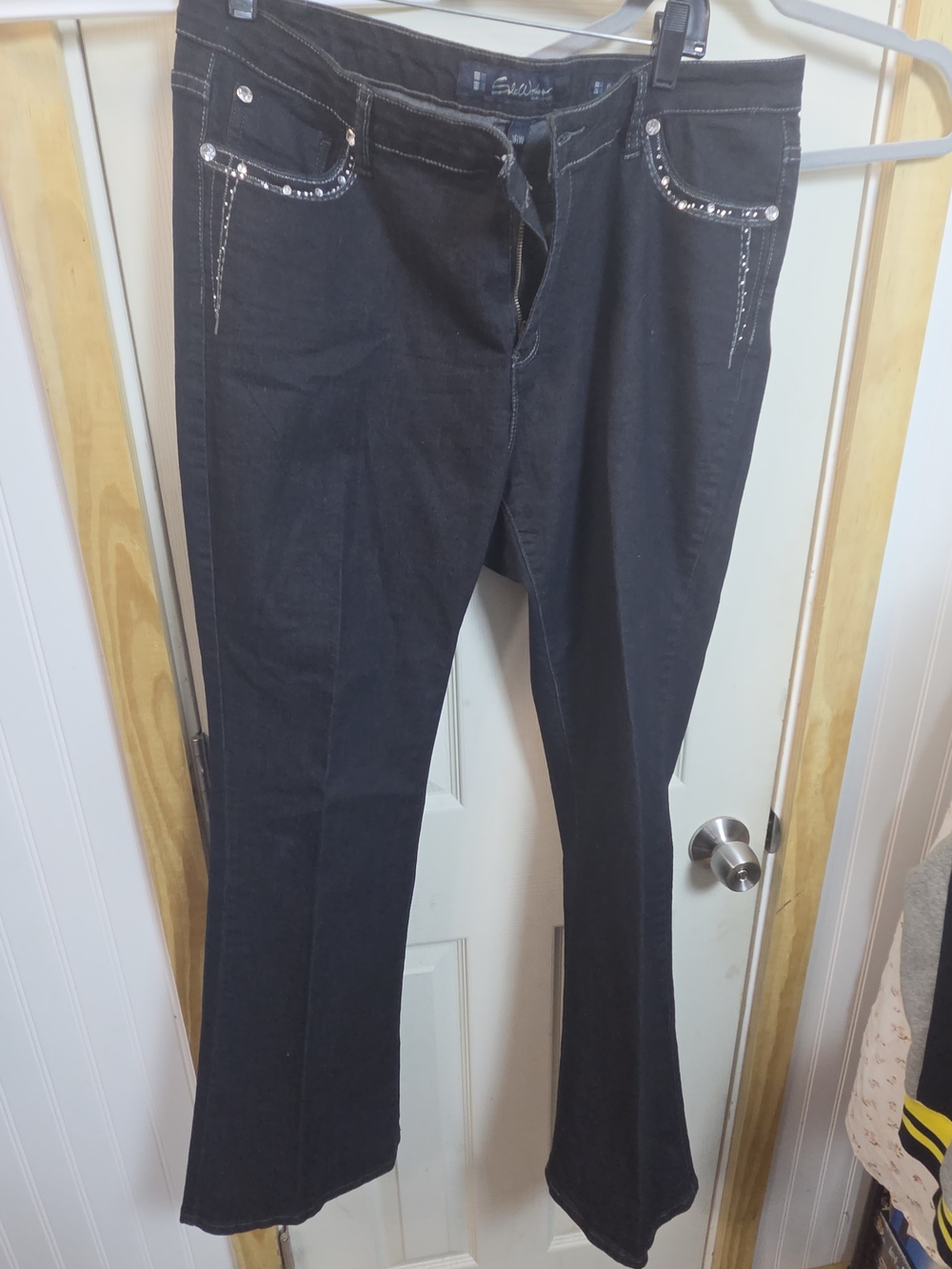 Vintage and retro denim Jeans Wide Leg Flare Y2K-era '90s-s Sequin Pocket Trim